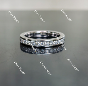 Doveggs round channel set moissanite/lab grown diamond wedding band-3.2mm band width