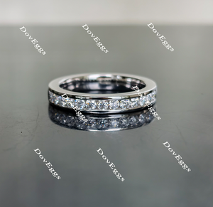 Doveggs round half eternity channel set moissanite bridal set (2 rings)