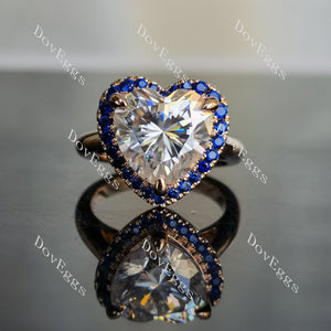 Doveggs heart cathedral halo moissanite and colored gem engagement ring