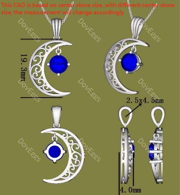 Doveggs blue Crescent Moon and Star pendant necklace (pendant only)