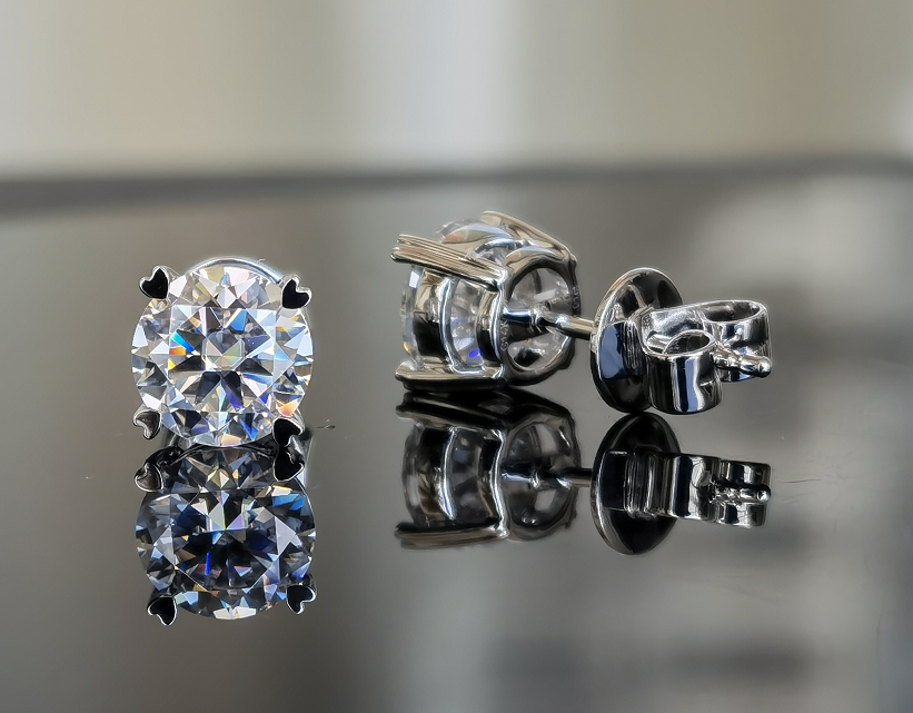 DovEggs solitaire round moissanite stud earring