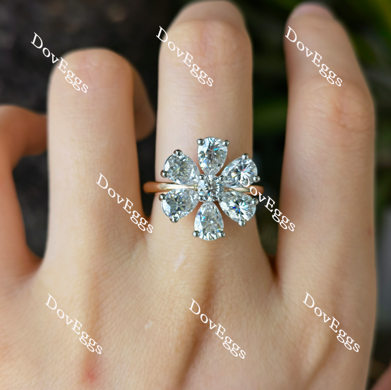 Doveggs round pear floral moissanite engagement ring