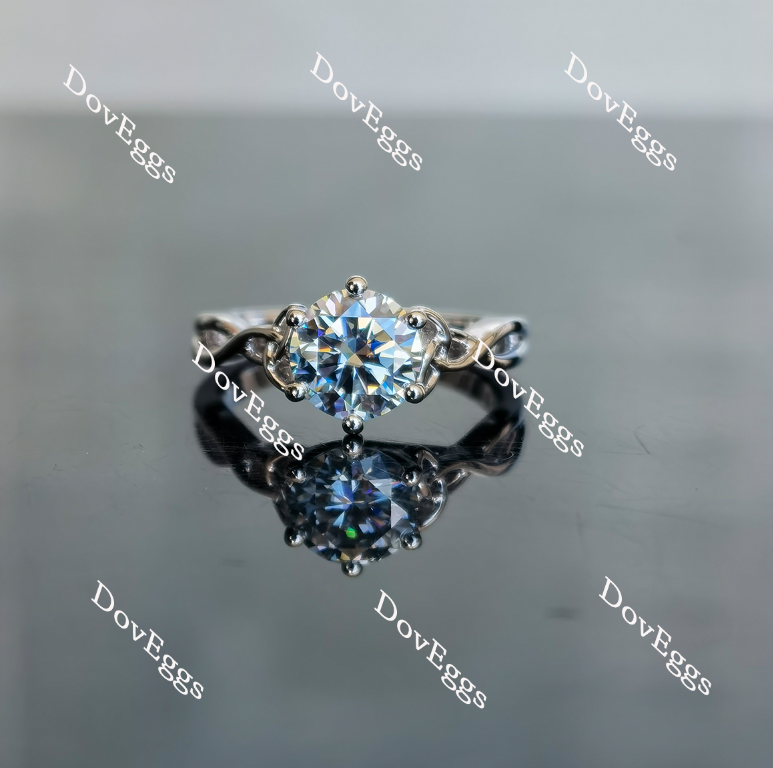 Doveggs round hollow out band solitaire moissanite engagement ring