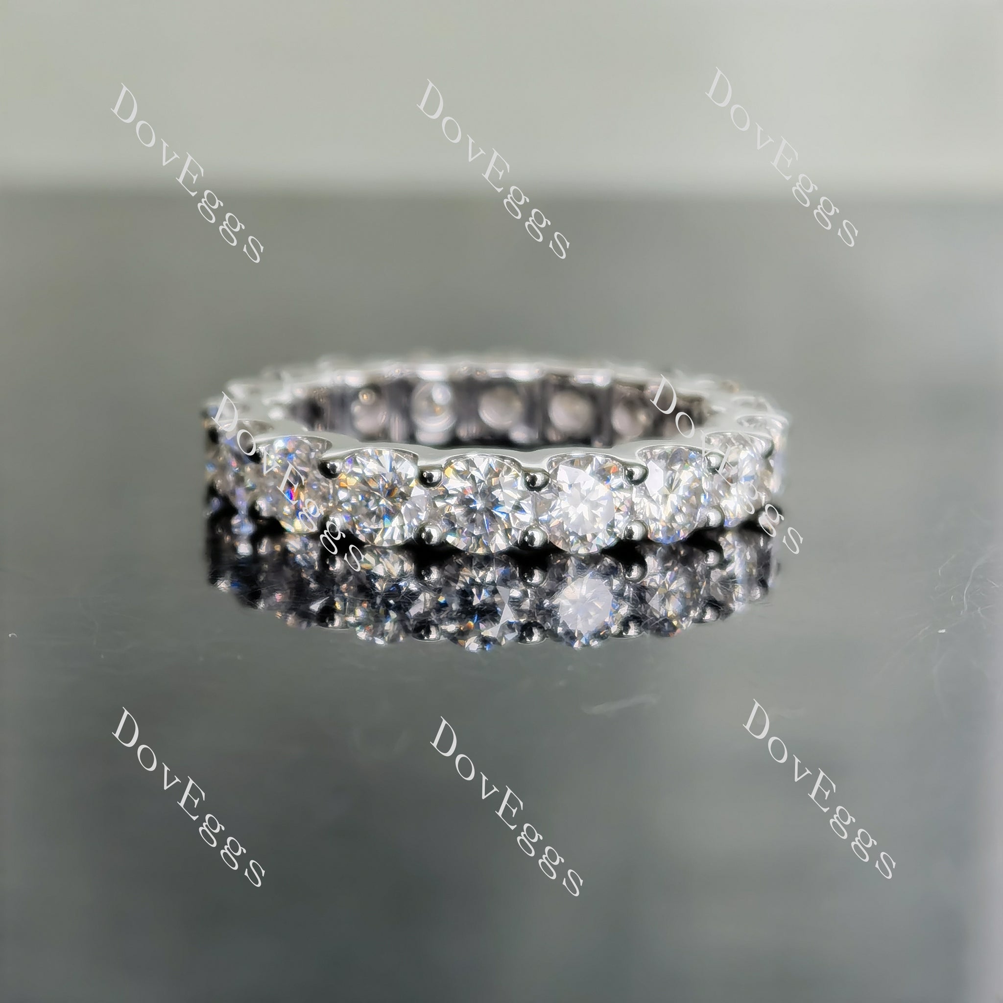 Doveggs round full eternity pave moissanite/lab grown diamond wedding band-4.0mm band width