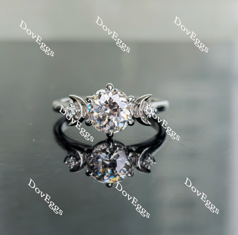 Doveggs half moon three-stone moissanite engagement ring