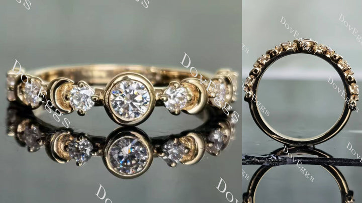 Doveggs round bezel moissanite/lab grown diamond wedding band-1.9mm band width - DovEggs-Seattle