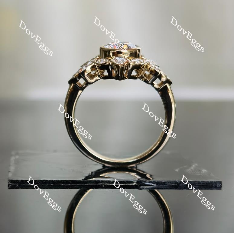 Doveggs round floral setting moissanite bridal set (2 rings)