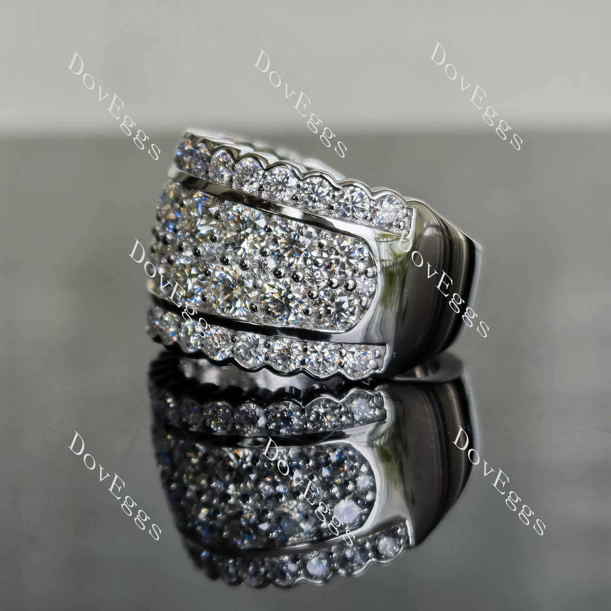 Doveggs round channel set moissanite/lab grown diamond wedding band-6.5mm band width