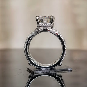 DovEggs 5 carat cushion sterling silver moissanite bridal set (2 rings)