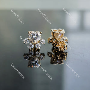 Doveggs pet paws heart moissanite stud earrings for women