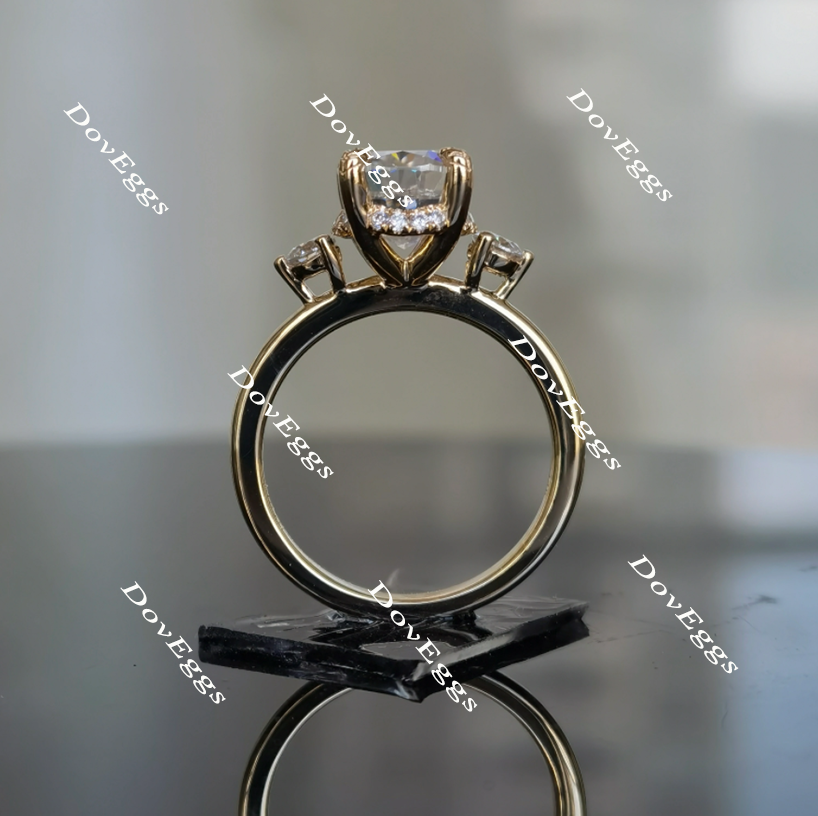 The Katherine oval side stone moissanite engagement ring