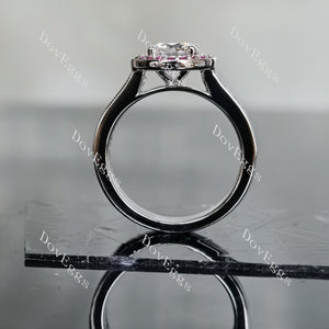 DovEggs round channel set halo moissanite engagement ring