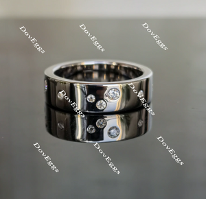 Doveggs round full eternity moissanite ring/lab grown diamond wedding band-6mm band width