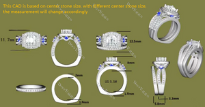 DovEggs radiant pave halo moissanite engagement bridal set (2 rings)