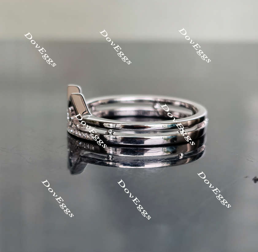 Doveggs round curved  moissanite/lab grown diamond wedding band-3.5mm band width