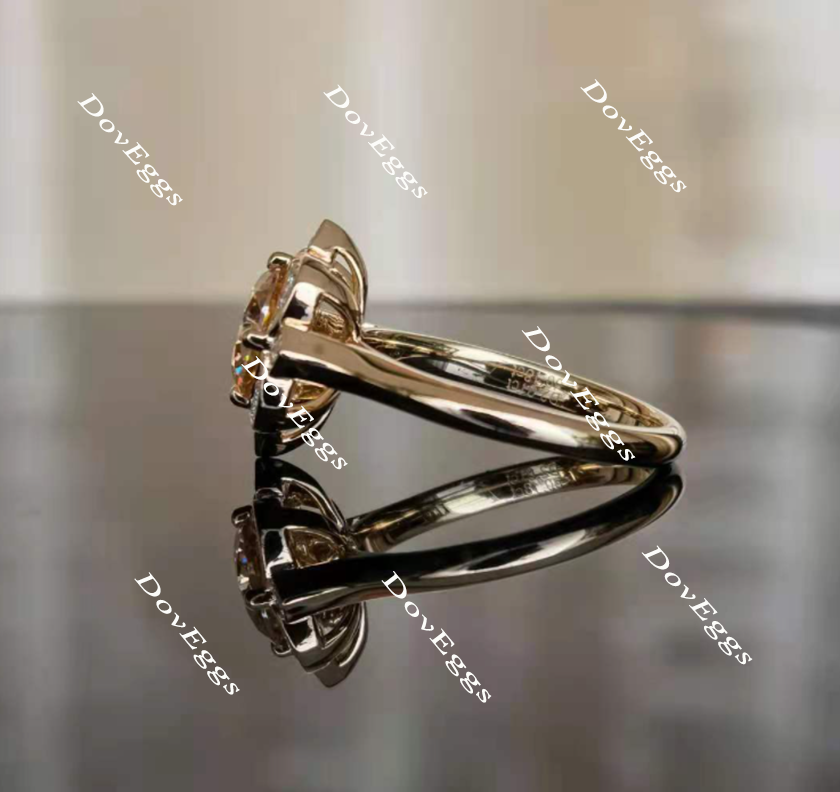 The Diane flower shape Cushion champagne ring