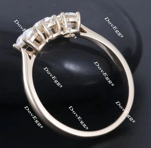 Doveggs Three-stone moissanite/lab grown diamond wedding band for women-2.2mm band width