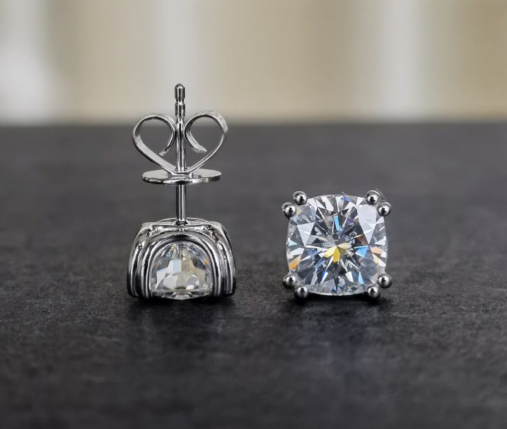 Doveggs solitaire cushion moissanite earrings for women - DovEggs-Seattle