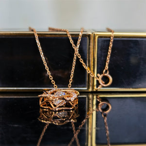 Doveggs premade 18k rose gold moissanite pendant necklace for women(pendant only)