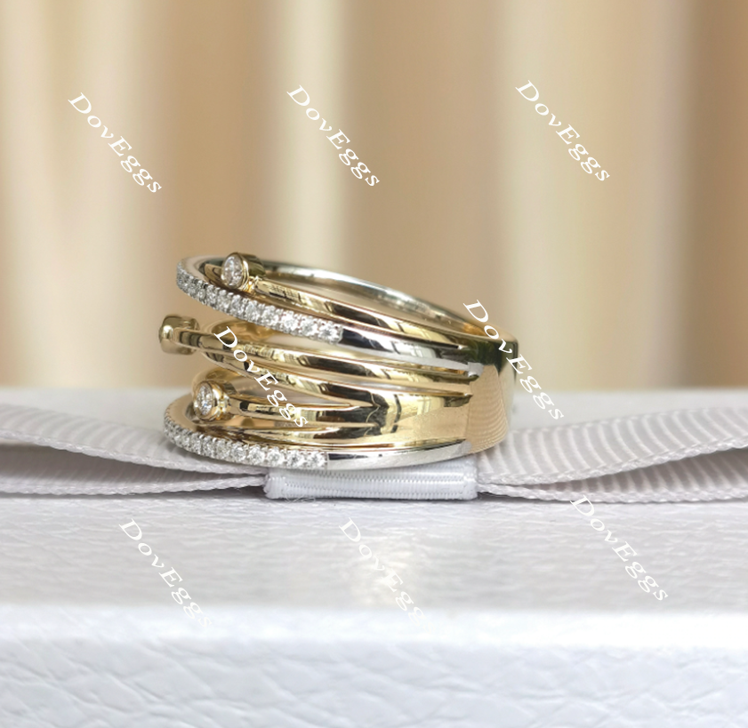 Doveggs round moissanite/lab grown diamond wide wedding band-6.5mm band width