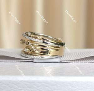 Doveggs round moissanite/lab grown diamond wide wedding band-6.5mm band width