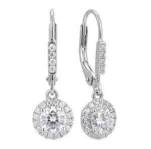 doveggs sterling silver 1 carat g-h color round moissanite hoop earring