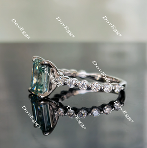 Doveggs emerald Peacock blue moissanite engagement ring for women
