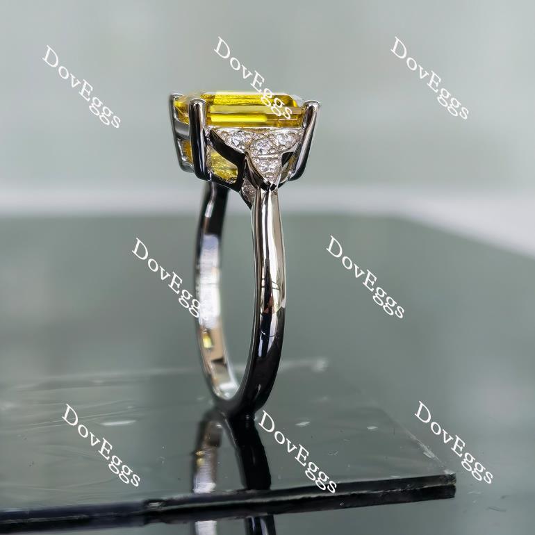 Doveggs emerald side stone yellow sapphire colored gem engagement ring