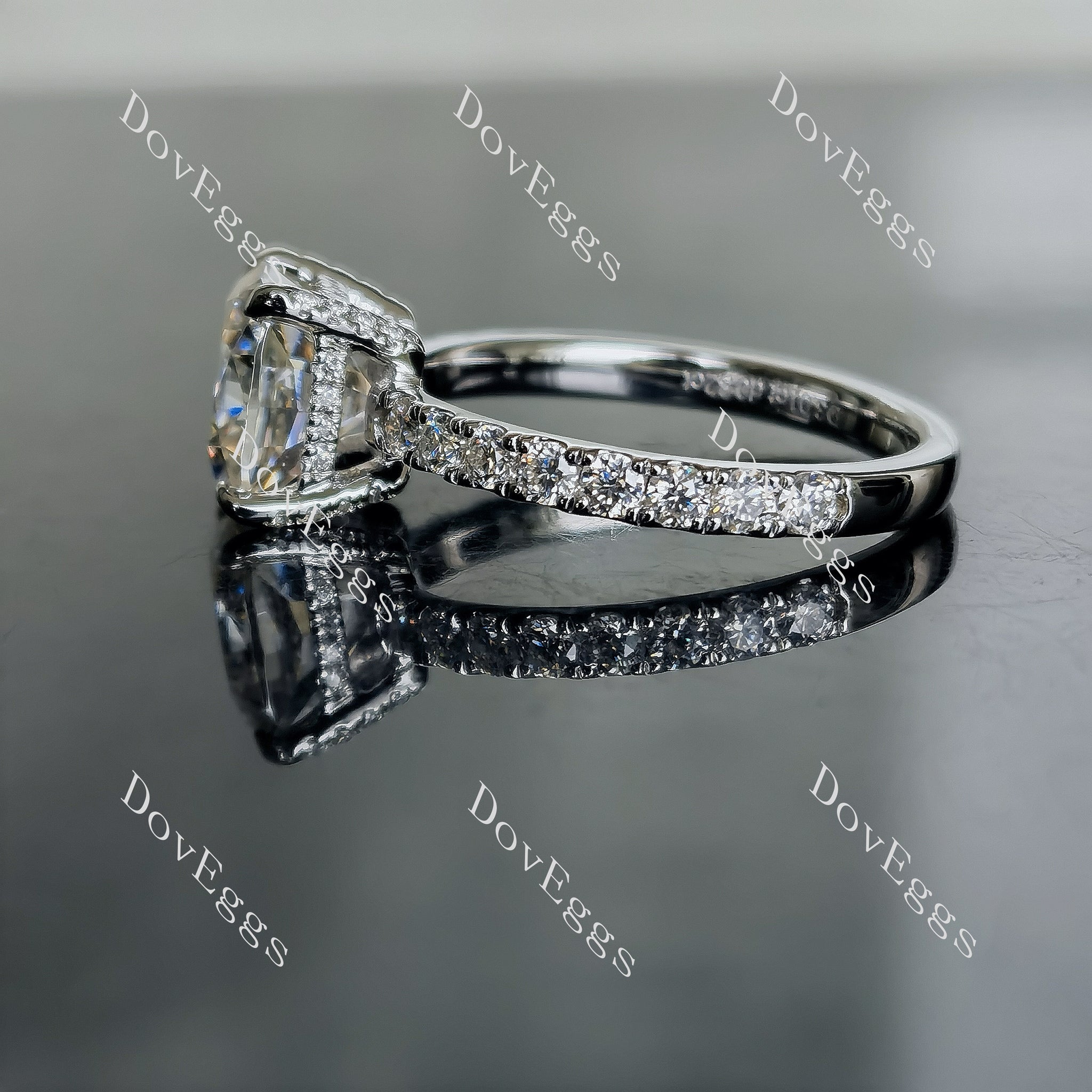 Doveggs cushion pave moissanite engagement ring