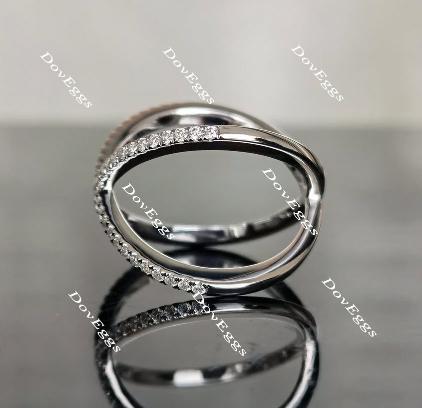 Doveggs half eternity pave moissanite/lab grown diamond wedding band-17mm band width
