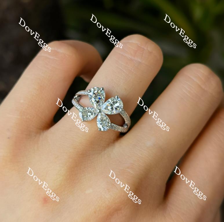 Doveggs pear butterfly moissanite engagement ring