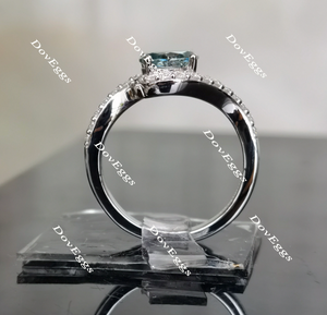 The Bella Daija Peacock blue oval curved moissanite engagement ring for women