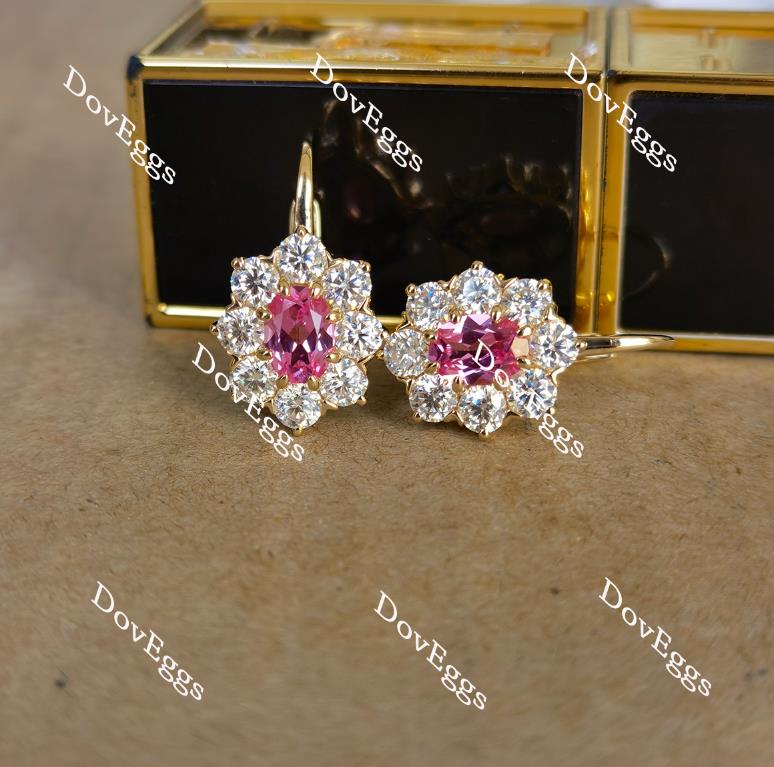 Doveggs oval halo pink sapphire colored gem click back earrings