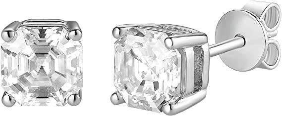 Doveggs sterling silver 2cttw GHI color asscher moissanite stud earrings