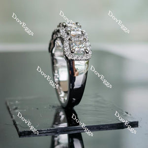 Doveggs princess five stone halo moissanite wedding bands-3mm band width