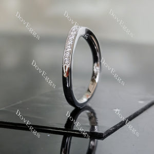 Doveggs round half eternity pave moissanite/lab grown diamond wedding band-1.9mm band width