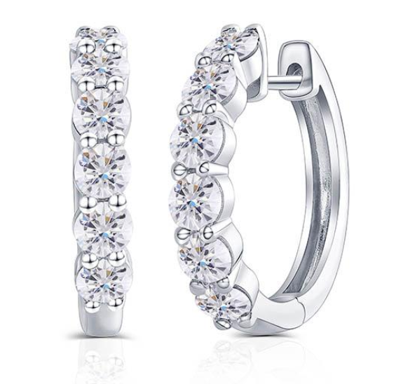 doveggs moissanite 1.8 carat round gh color moissanite sterling silver hoop earrings