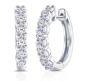 doveggs moissanite 1.8 carat round gh color moissanite sterling silver hoop earrings