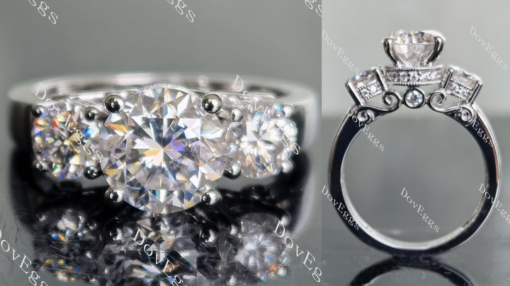 Doveggs round three stone moissanite engagement ring - DovEggs-Seattle