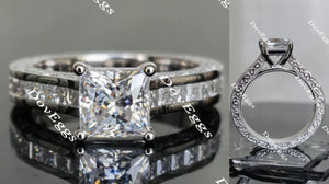 channel set moissanite engagement ring