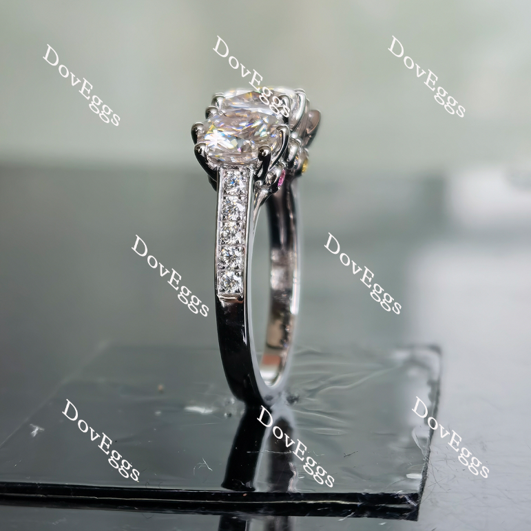 Doveggs cushion three-stone moissanite engagement ring