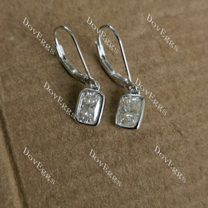 Doveggs cushion bezel setting drop moissanite earrings for women