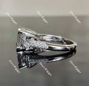 Doveggs princess three stones halo moissanite engagement ring