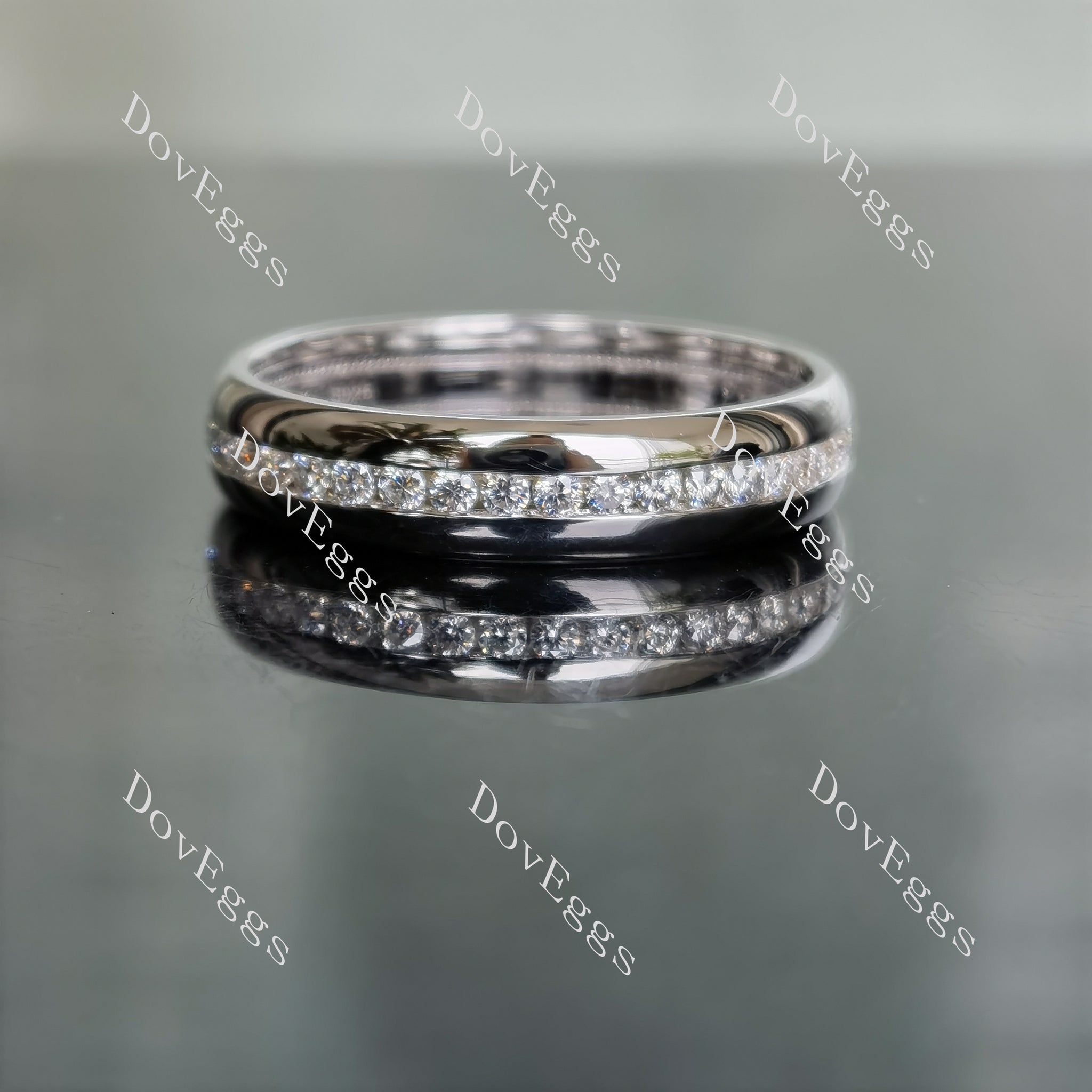 Doveggs round full eternity channel set moissanite/lab grown diamond wedding band-5.4mm band width
