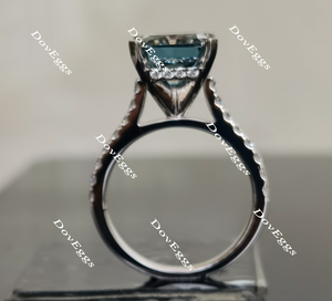Karen's Dream Smokey Sparks Grey radiant moissanite engagement ring