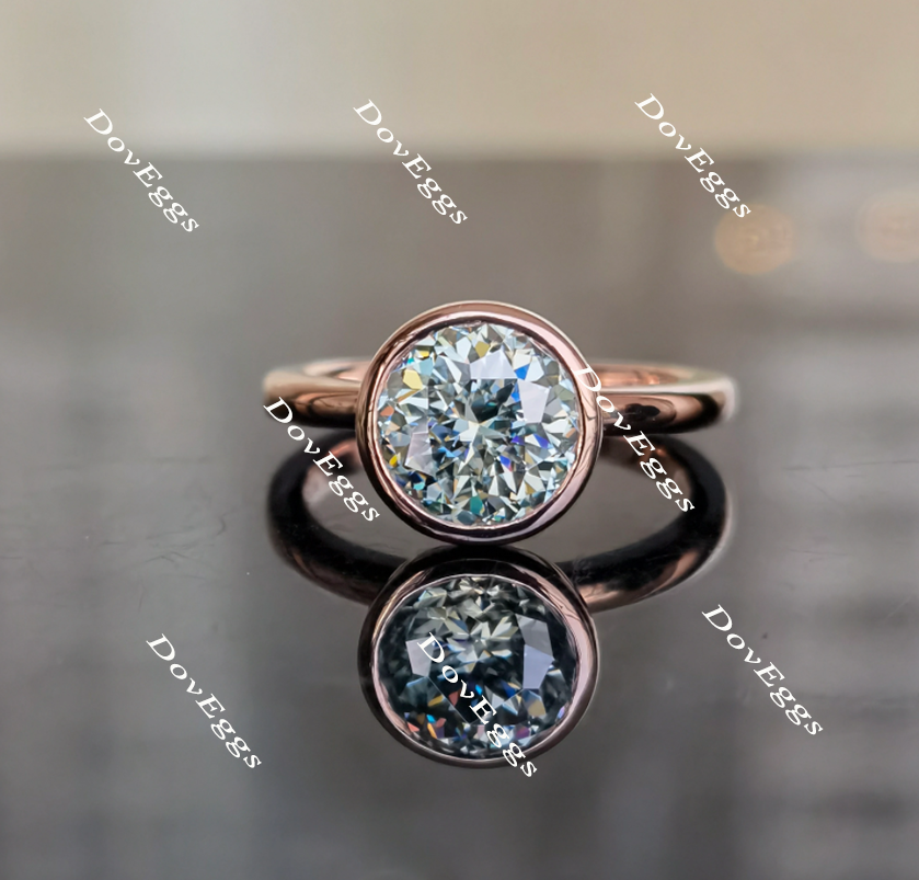 bezel setting moissanite engagement ring