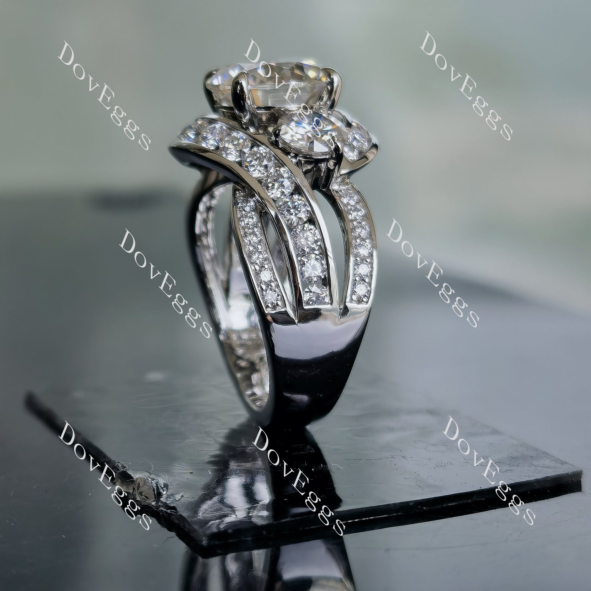 Doveggs round side stones channel set moissanite engagement ring