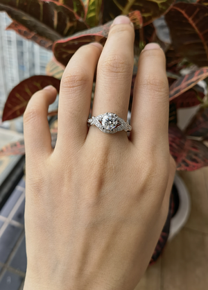 doveggs round art deco moissanite engagement ring