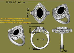 Doveggs black flower shape oval moissanite engagement ring