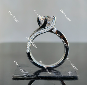 Doveggs round art deco moissanite engagement ring